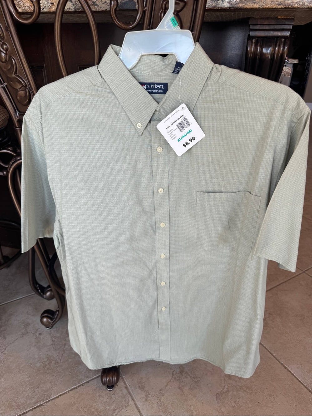 Puritan Men's Short-Sleeve Button-Down Shirt in Sage Green